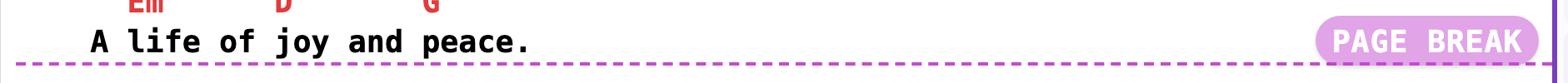 The editor's page-break rule, labelled PAGE BREAK, under the last line of a page.