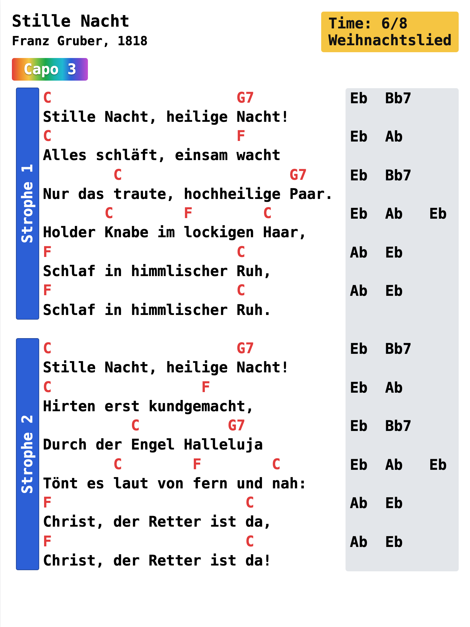 GigCharts chart: Stille Nacht